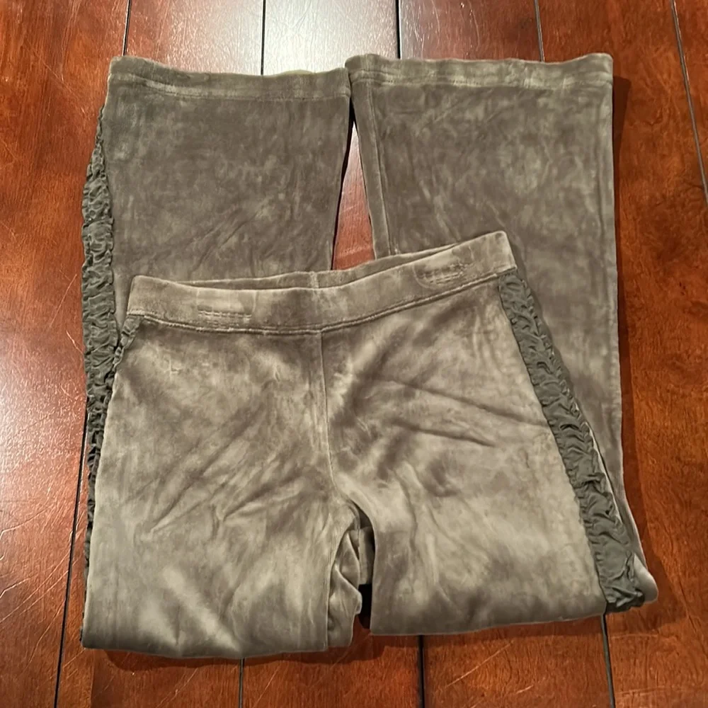 NWT Gymboree Harvest Leaves velour yoga ruffle pant olive green Size 6 2007